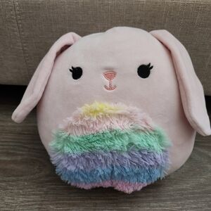 Squishmallows Pink Bunny with Rainbow Fur Stuffed Animal